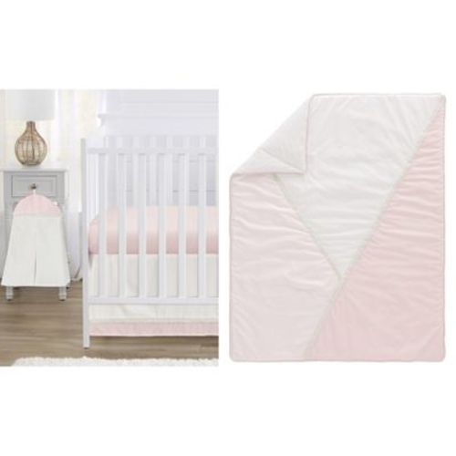 Sweet Jojo Designs Girl Baby Crib Bedding Set - Pink and Off White Boho Color Block Pink and White 4pc