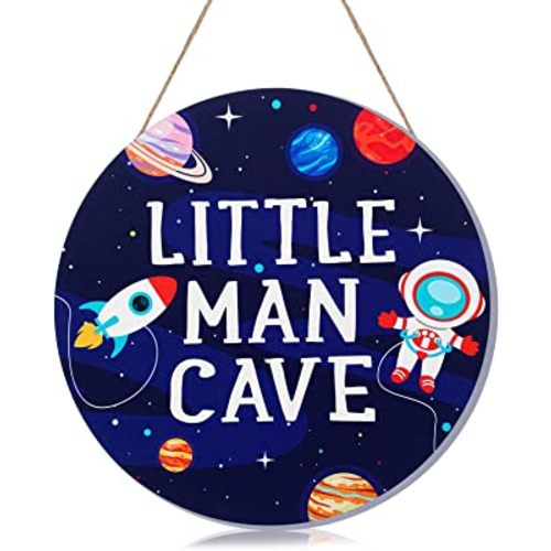 Geelin Space Themed Room Wall Decor for Boys Outer Space Astronaut Nursery Bedroom Decor Wooden Plaque Hanging Art Decoration for Kids Toddler Playroom Door Decorations Birthday Gift, Astronaut
