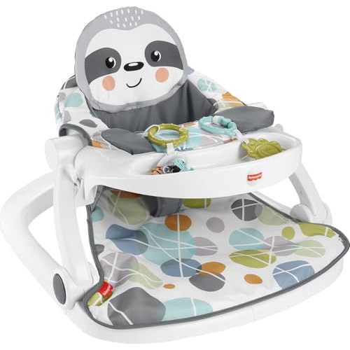 Fisher-Price Portable Baby Chair Sit-Me-Up Floor Seat with Snack Tray, Developmental Toys & Washable Seat Pad, Cute Sloth