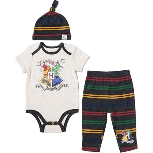 Harry Potter Baby Bodysuit Pants and Hat 3 Piece Outfit Set