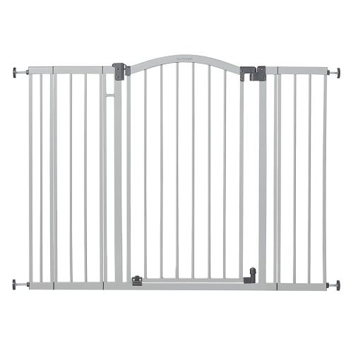 Summer Infant Extra Tall & Wide Safety Pet and Baby Gate, 29.5"-53" Wide, 38" Tall, Pressure or Hardware Mounted, Install on Wall or Banister in Doorway or Stairway, Auto Close Walk-Thru Door - Gray