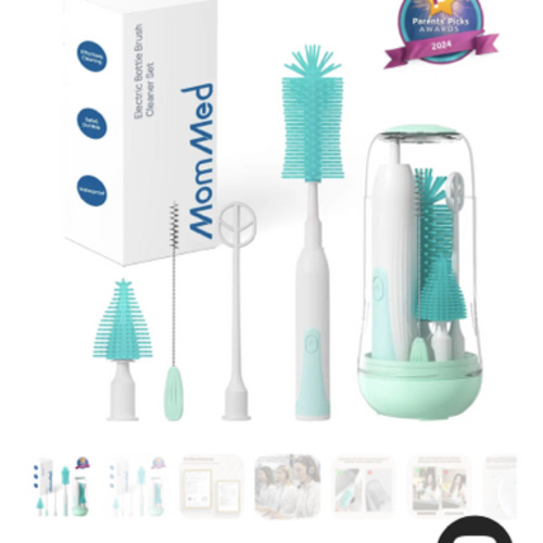 Electric Silicone Bottle Brush & Bottle Cleaner Brush Set – MomMed