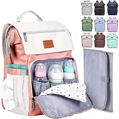 PILLANI Baby Diaper Bag Backpack - Large Bag for Boys & Girls, Waterproof Diaper Backpack - Travel Diaper Bags w/Changing Pad, Baby Registry Search & Shower Gifts - Essentials Must Haves Newborn Stuff