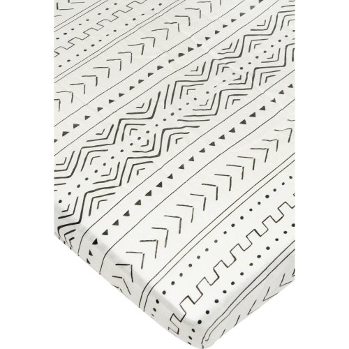 Bamboo Cotton Muslin Fitted Crib Sheet, White Mud cloth - Loulou Lollipop Sheets | Maisonette