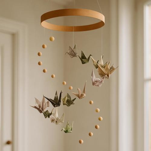 Handmade origami crane mobile