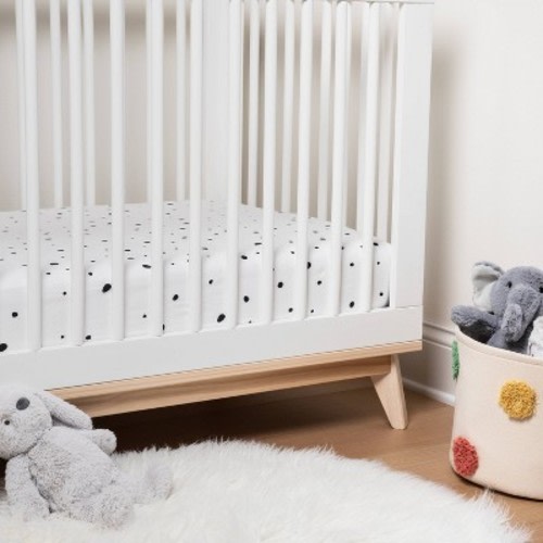 Fitted Crib Sheet Scatter Dot - Cloud Island™ - Black/Cream