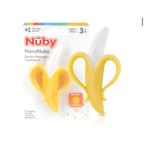 Nuby Nananubs Banana Massaging Teether – Baby Teething Toys 3 Months and Up, Silicone Teether for Sore Gums, Infant Toy, Baby Essentials, Brush, Travel Accessory, Gift for Babies