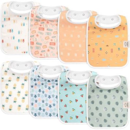 Keababies 8-pack Organic Baby Bibs For Boy, Girl, Drool Bibs, Baby Bib For Girls, Boys, Newborn Teething Bibs (fleur)