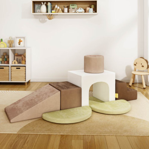 LAITIMIA Soft Climber, Foam Climbing Blocks with Tunnel, 7-Piece Toddler Playset | Wayfair