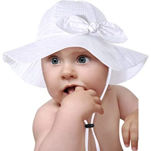 Baby Girl Sun Hat with UPF 50+ Outdoor Adjustable Beach Hat with Wide Brim Bucket Hats