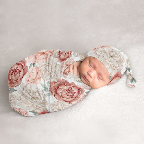 Sweet Jojo Designs Peony Floral Garden Pink and Ivory Baby Cocoon and Beanie Hat Sleep Sack Set by Sweet Jojo Designs | Wayfair