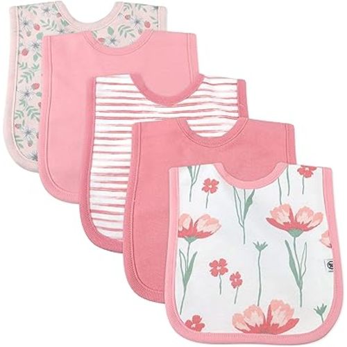 HonestBaby Multipack Reversible 4-in-1 Bibs Absorbent Terry and Knit 100% Organic Cotton Infant Baby Boys, Girls, Unisex