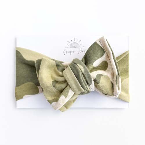 Camo Cotton Jersey Baby Headband, Top Knot / Oversized Bow | Harper + Remi