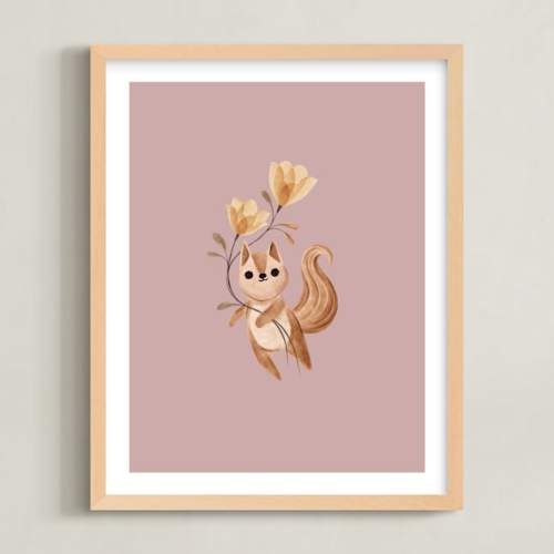Squirrel with Flowers Limited Edition Nursery Art Print by Vivian Yiwing