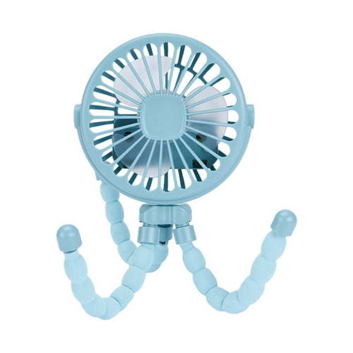 Blue Portable USB Rechargeable Silent Mini Fan 3 Speed Adjustable with Lighting Function for Car Seat Stroller