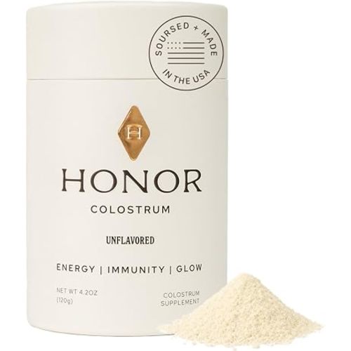 100% Grass-Fed Bovine Colostrum Supplement, USA Sourced Colostrum Powder for Gut Health, Natural Energy and Immunity, Hair and Skin Glow, Unflavored, 60 Servings