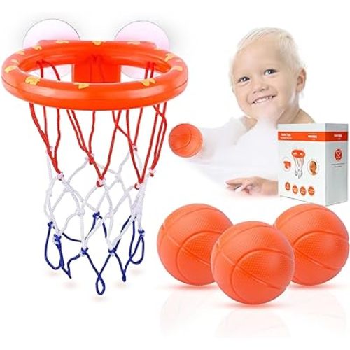 MARPPY Bath Toys, Bathtub Basketball Hoop for Baby, Toddlers, Boys and Girls, 3 Balls No Holes, Mold Free Bath Toys and Strong Suction Cup, Fun Bathtub Toys & Shower Bath Toys for Toddlers and Kids