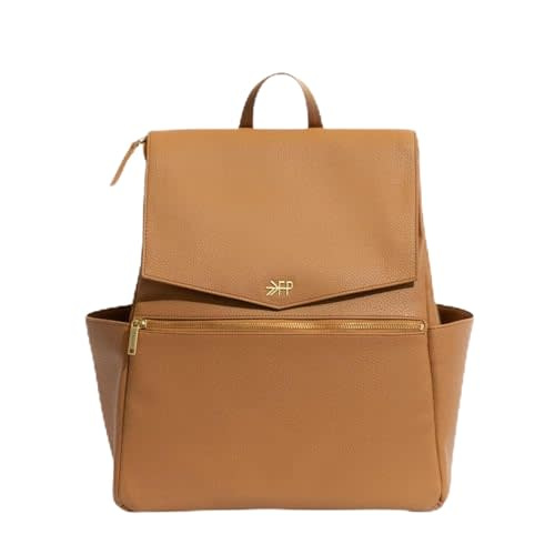 Freshly Picked Classic II Diaper Bag Backpack, Wipeable Vegan Leather Diaper Bag With Changing Pad (Butterscotch V2)