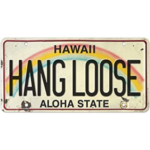 Pacifica Island Art 6 x 12in Vintage Hawaiian Embossed License Plate - Hang Loose