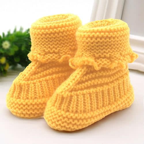 Baby Boys Girls Booties Newborn Infant Hand Knitting Crochet Boy and Girl Cozy Shoes Non Slip Crib Booties Winter