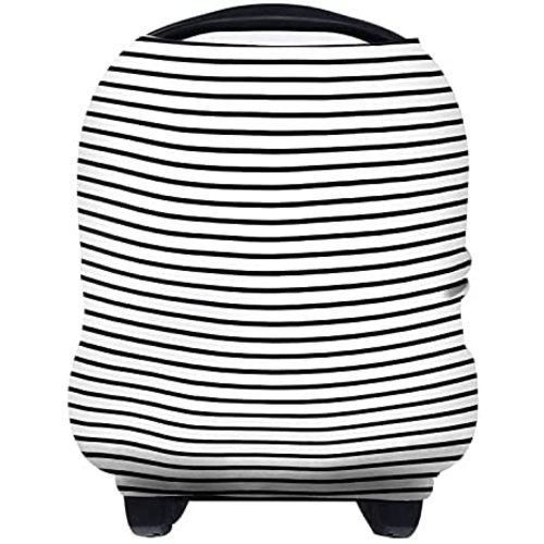 Nursing Cover Breastfeeding Scarf - Baby Car Seat Covers, Infant Stroller Cover, Carseat Canopy for Girls and Boys by Yoofoss (Black Stripe)