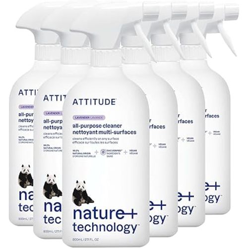 ATTITUDE All Purpose Cleaner, EWG Verified Multi-Surface Products, Vegan, Naturally Derived Multipurpose Cleaning Spray, Lavender, 27.1 Fl Oz (Pack of 6)