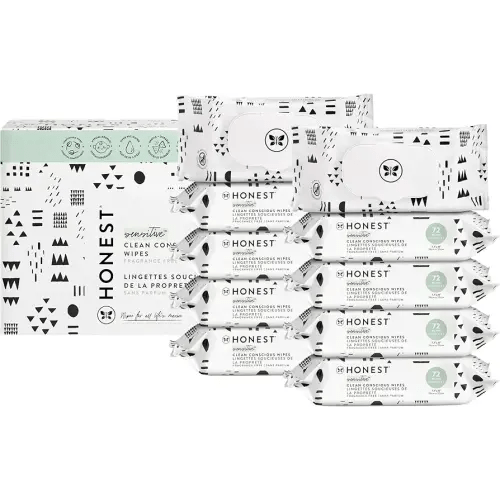 The Honest Company Clean Conscious Multi-Use Wipes | Hypoallergenic + Unscented for Sensitive Skin | Over 99% Water, Compostable, Plant Based, Baby Wipes | Pattern Play, 720 Count