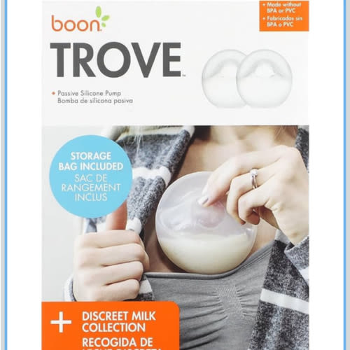 Boon Trove Silicone Manual Breast Pump Set - Hands Free Breast Milk Collector - Includes Polyester Travel Pouch - Breastfeeding Essentials - 2 Count