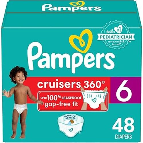 Pampers Diapers - Cruisers 360 - Size 6, 48 Count, Babyproof up to 100% Leakproof Pull-On Diaper