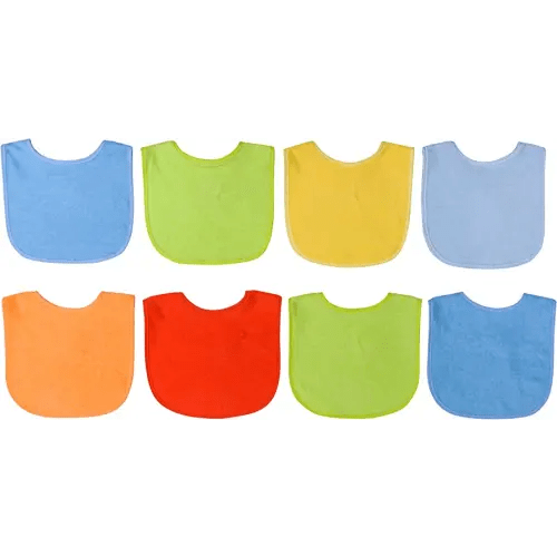 Neat Solutions 8 Count Multi-Color Solid Knit Terry Feeder Bib, Boy