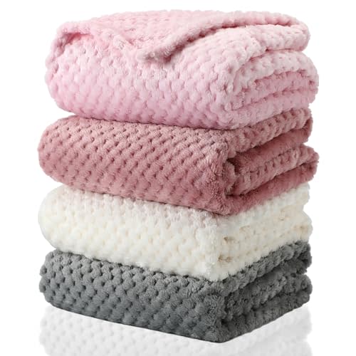 Frienda 4 Pcs Baby Fuzzy Blanket Fluffy Baby Blanket for Boys Girls Soft Warm Baby Receiving Blankets Nursery Bed Blanket Toddler Infant Newborn Receiving Blanket, 32 x 24 Inch(Lovely Color)