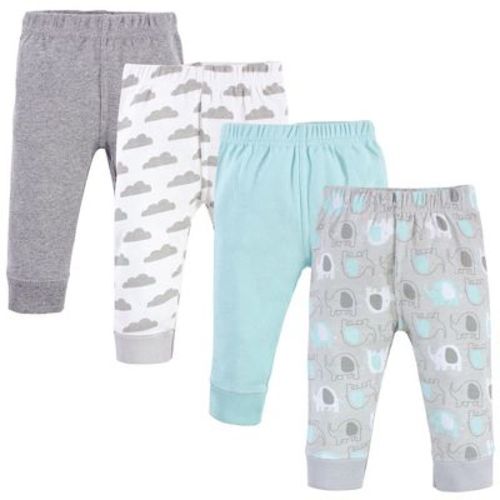 Luvable Friends Baby And Toddler Boy Cotton Pants 4pk, Boy Basic Elephant, 0-3 Months
