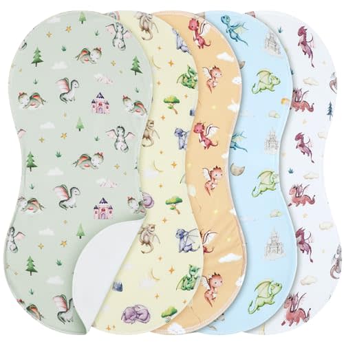 SmoothNovelty 5 Pack Watercolor Dragon Pattern Baby Burp Cloths Soft Absorbent Muslin Burping Rags for Newborns 19"x9" Spit up Cloths for Boy Girl Newborn Baby Shower Registry Gifts Set Nursery Decor
