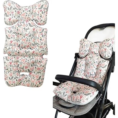 Baby Stroller Seat Cushion Cotton Seat Mattress Pad Liner Universal for Carriage,Bassinet Pram–Soft and Breathable - Pink