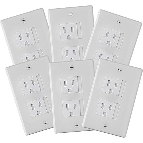 6-Pack Safety Innovations Self-closing (2 Screw) Decora Outlet Covers- An Alternative To Wall Socket Plugs for Child Proofing Outlets (White)