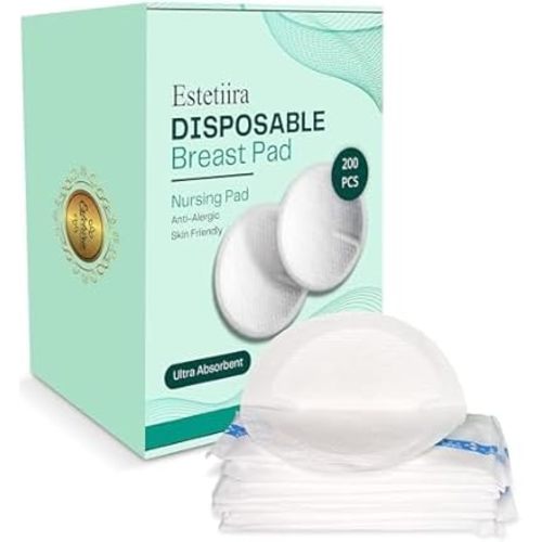 Disposable Nursing Pads (200 Count) – 20 Times Extra Absorbent Breast Pads, Leak-Protected, Soft and Thin Nipple Pads for Breastfeeding, Stay-Dry Breast Pads for Leaking Milk, Individually Packed