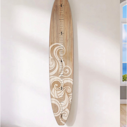 Surfboard Growth Chart Wooden Height Board Ocean Decor Kids Room Decor Coastal Nursery Decor Surf Board Wall Art Beach Themed Boy Girl Ruler