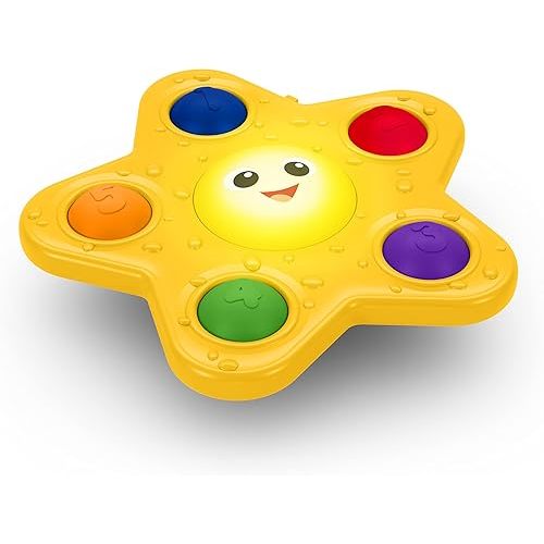 Baby Einstein Ocean Explorers Pop & Glow Starfish Light Up Sensory Popper Toy, Suction Toy for Highchair, for Babies Ages 6 Months and up
