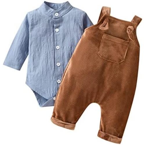 Unutiylo Baby Boys Clothes for Gentleman Outfits,Toddler Overalls Baby Suspender Pants and Bodysuit Romper