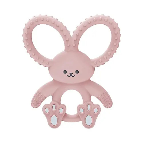Dr. Brown's Flexees Pink Bunny, Soft 100% Silicone Baby Teether, BPA Free, 3m+