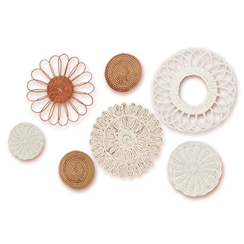 MeraMera Boho Wall Decor, Rattan Flower Wall Decor,Nursery Wall Decor,Nursery Decor Set of 7