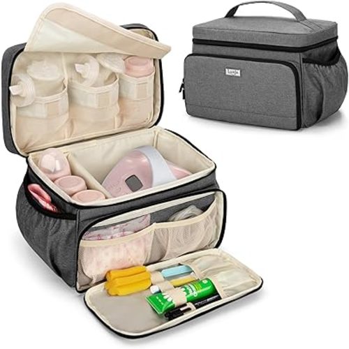 Luxja Breast Pump Bag Compatible with Spectra S1 and S2, Pumping Bag for Breast Pump and Extra Parts (Suitable for Home or Travel Use), Gray (Patent Pending)