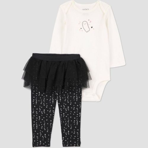Carter's Just One You® Baby Girls' 2pc Ghost Tutu Set - Black/White 9 Months