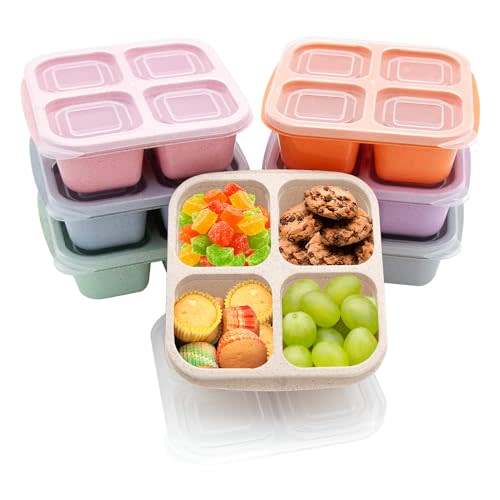rngwaper 7 Pack Bento Lunch Box,4 Compartment Snack Containers,Divided Bento Snack Box,Meal Prep Lunch Containers, Lunch Box Kids/Toddle/Adults,Food Storage Containers for School, Work and Travel