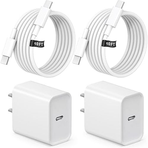 10FT iPhone 16 15 Charger Fast Charging USB C Charger Block Type C Chagrer Fast Charging 2-Pack for iPhone 16/16 Plus/16 Pro/16 Pro Max/15/15 Pro Max