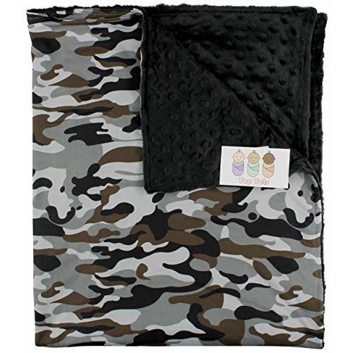 Top Tots Baby Blanket - Minky, Gray, Brown and Black Camouflage