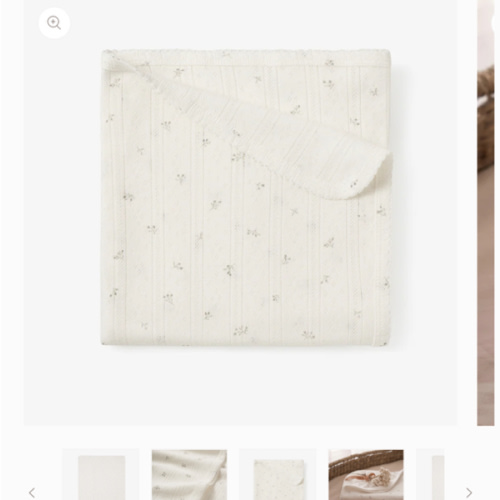 White Floral Organic Cotton Pointelle Baby Blanket