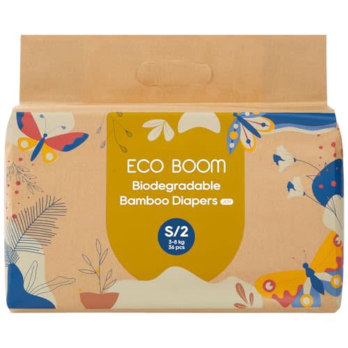 ECO BOOM Size 2 Diapers, Bamboo Viscose Diapers, Sustainable, Paper Packaging