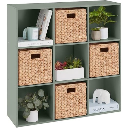 Best Choice Products 9-Cube Storage Organizer, 11in Shelf Opening, Bookcase, Display Shelf, Customizable w/ 3 Removable Back Panels - Sage