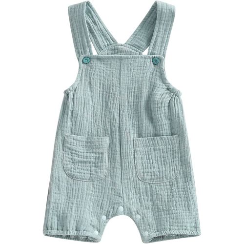 MoZiKQin Infant Baby Girl Boy Cotton Linen Romper Sleeveless Cute Print Bodysuit Jumpsuit Playsuit Summer Outfit Clothes